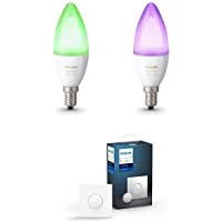 Los mejores  - Philips Hue White and Color Ambiance Bombillas Led E14- 6.5 W- Pack de 2 + Interruptor Smart Button- Compatible con…